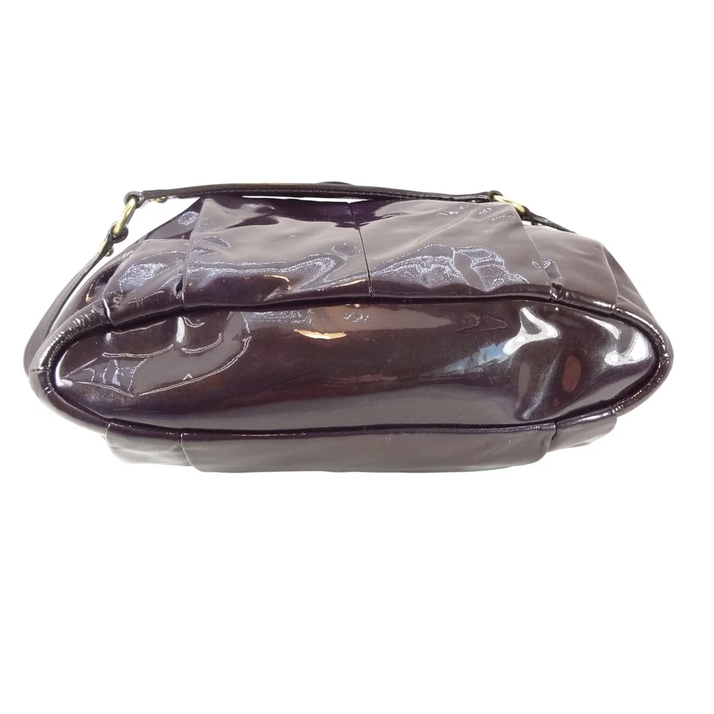 Coach Madison Lindsey Satchel Large Purple Glossy Patent Leather Excellent Bag